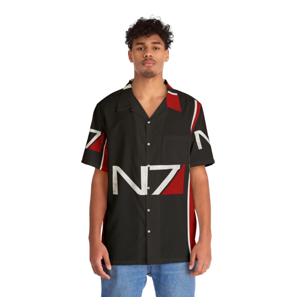 N7 Iconic Design Hawaiian Shirt for Mass Effect Fans - People Front