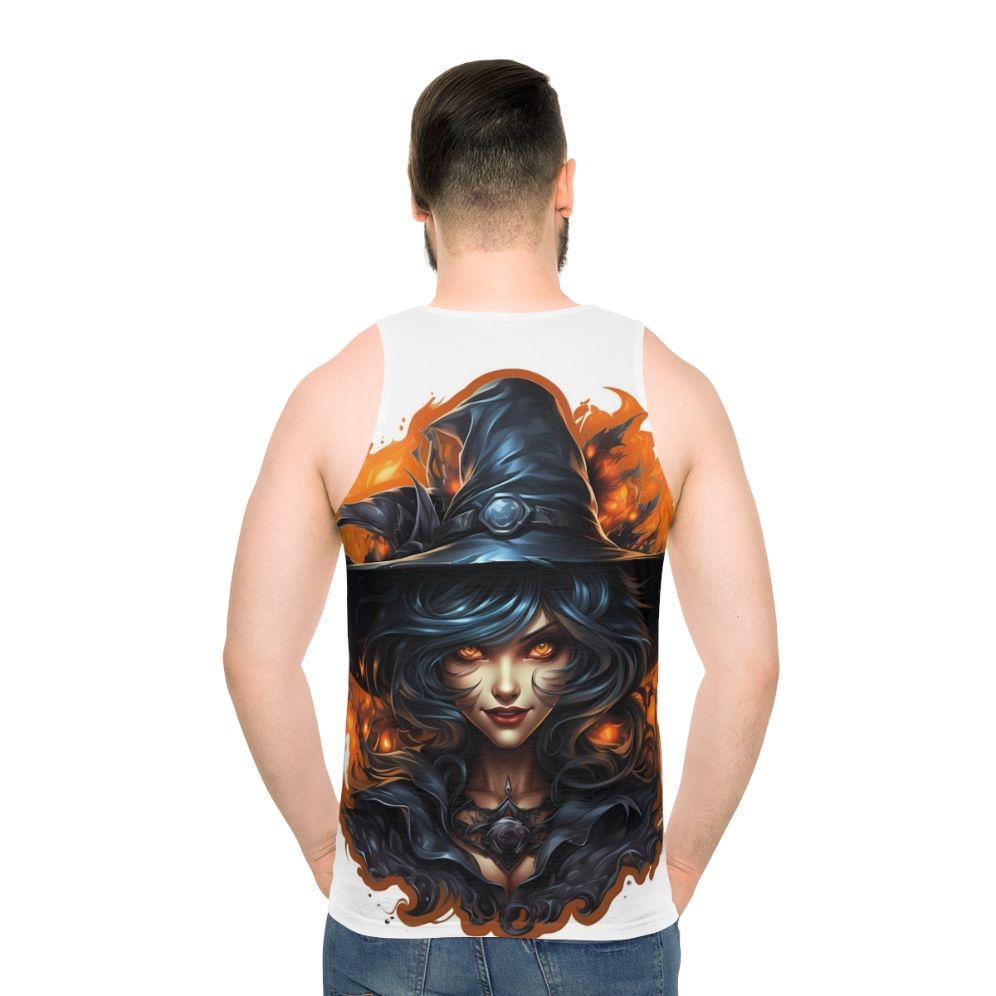 Creepy witch Halloween unisex tank top - men back