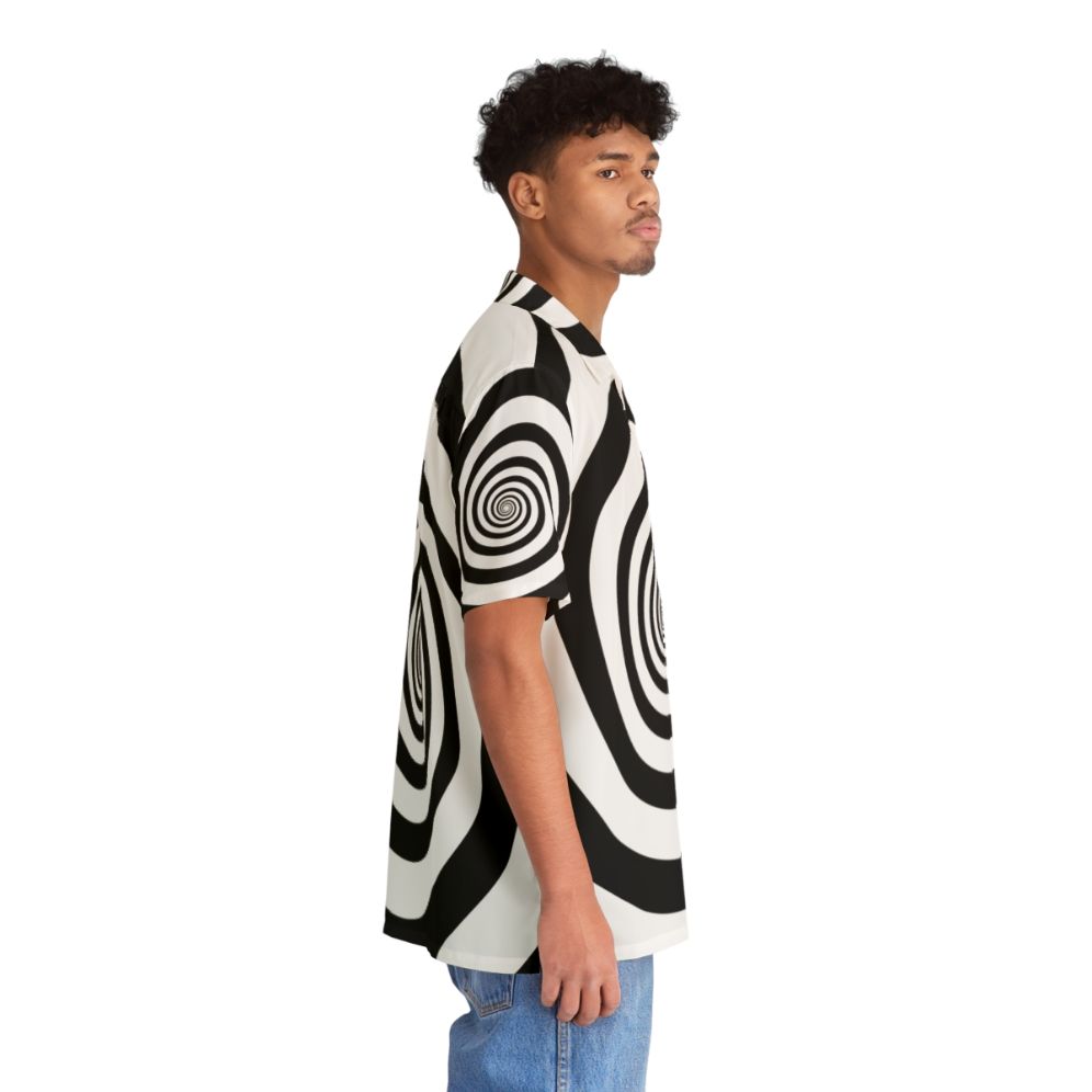 Hypnotic black and white spiral pattern Hawaiian shirt - People Pight