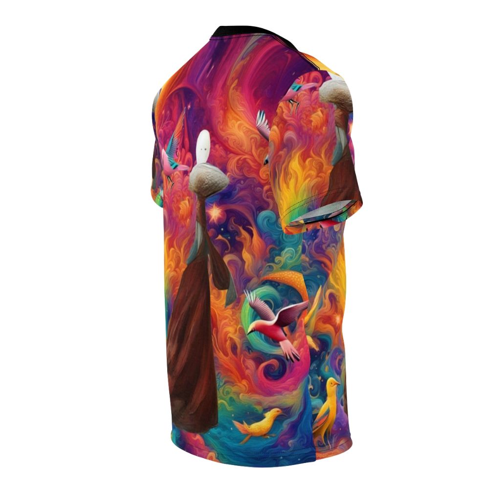 Dreamscape abstract t-shirt with a vibrant, surreal graphic design - men right