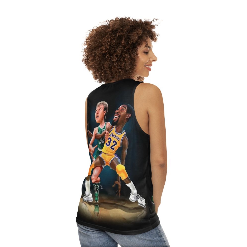 Unisex basketball vintage graphic tank top - women back