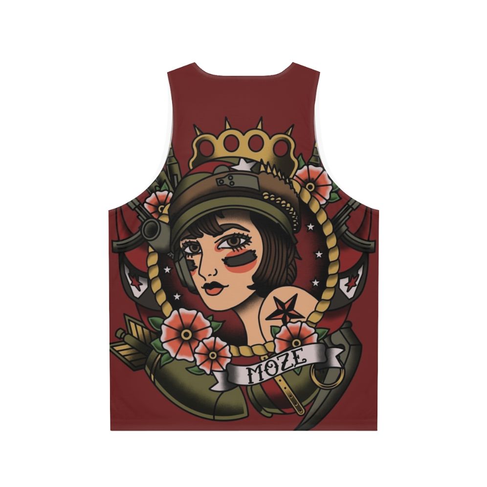 Vintage tattoo art Moze Borderlands unisex tank top - Back