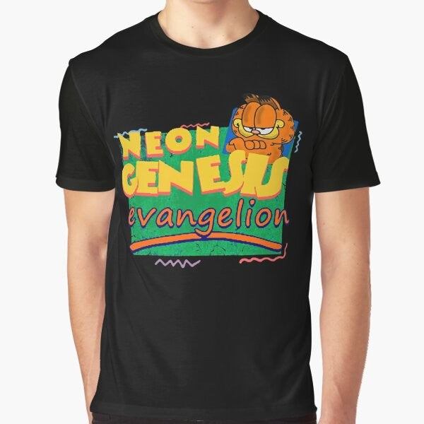 Neon Genesis Evangelion Garfield graphic t-shirt featuring a Garfield-inspired design