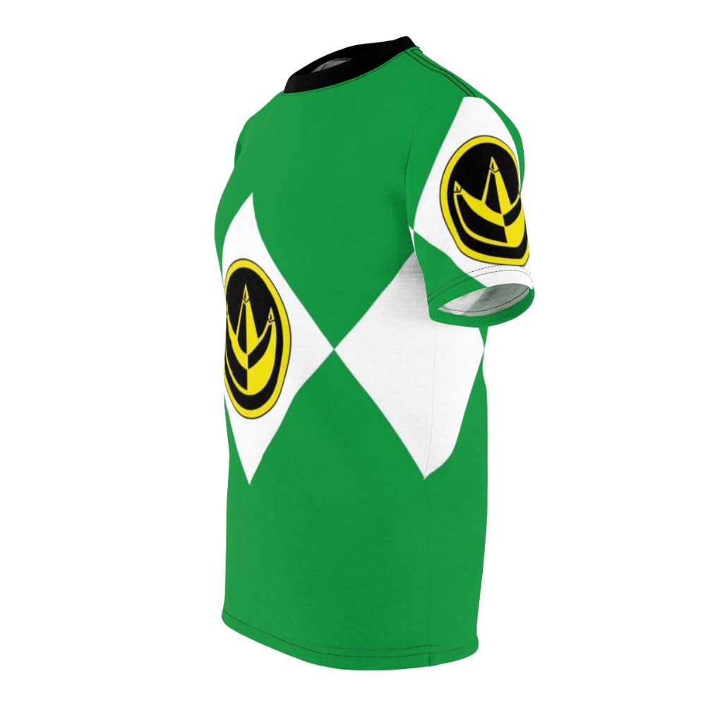 Retro-style graphic t-shirt featuring the Green Power Ranger and Coin from the 90s TV series - men left