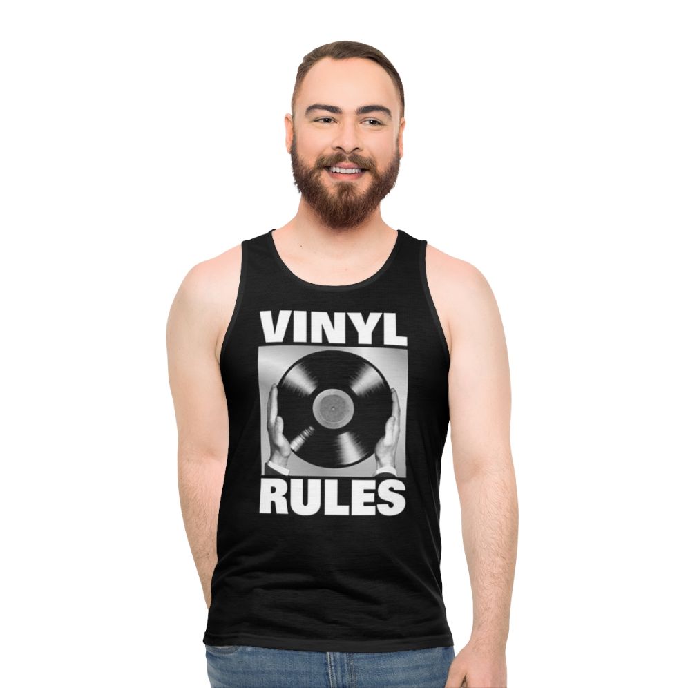 Retro vinyl rules unisex tank top - men