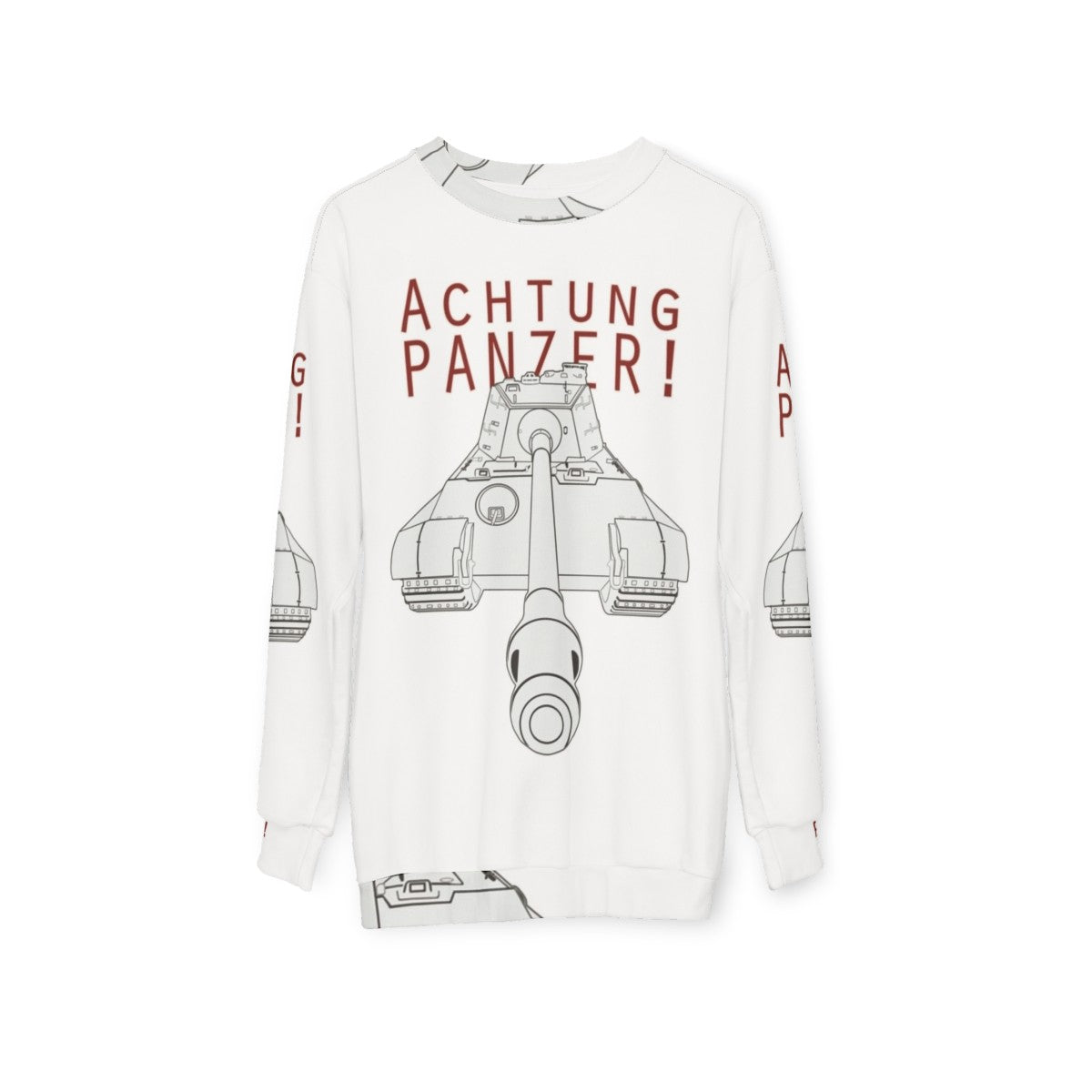 Achtung Panzer! German Tiger II Tank Sweatshirt for WWII Fans - hanging