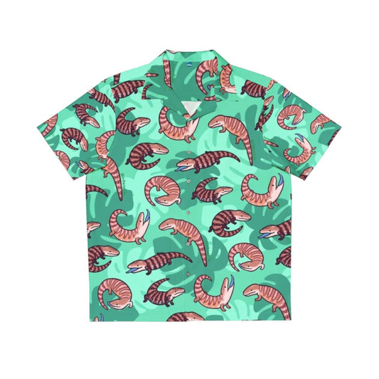 Blue Tongue Skink Hawaiian Shirt with Cute Cartoon Lizard Pattern