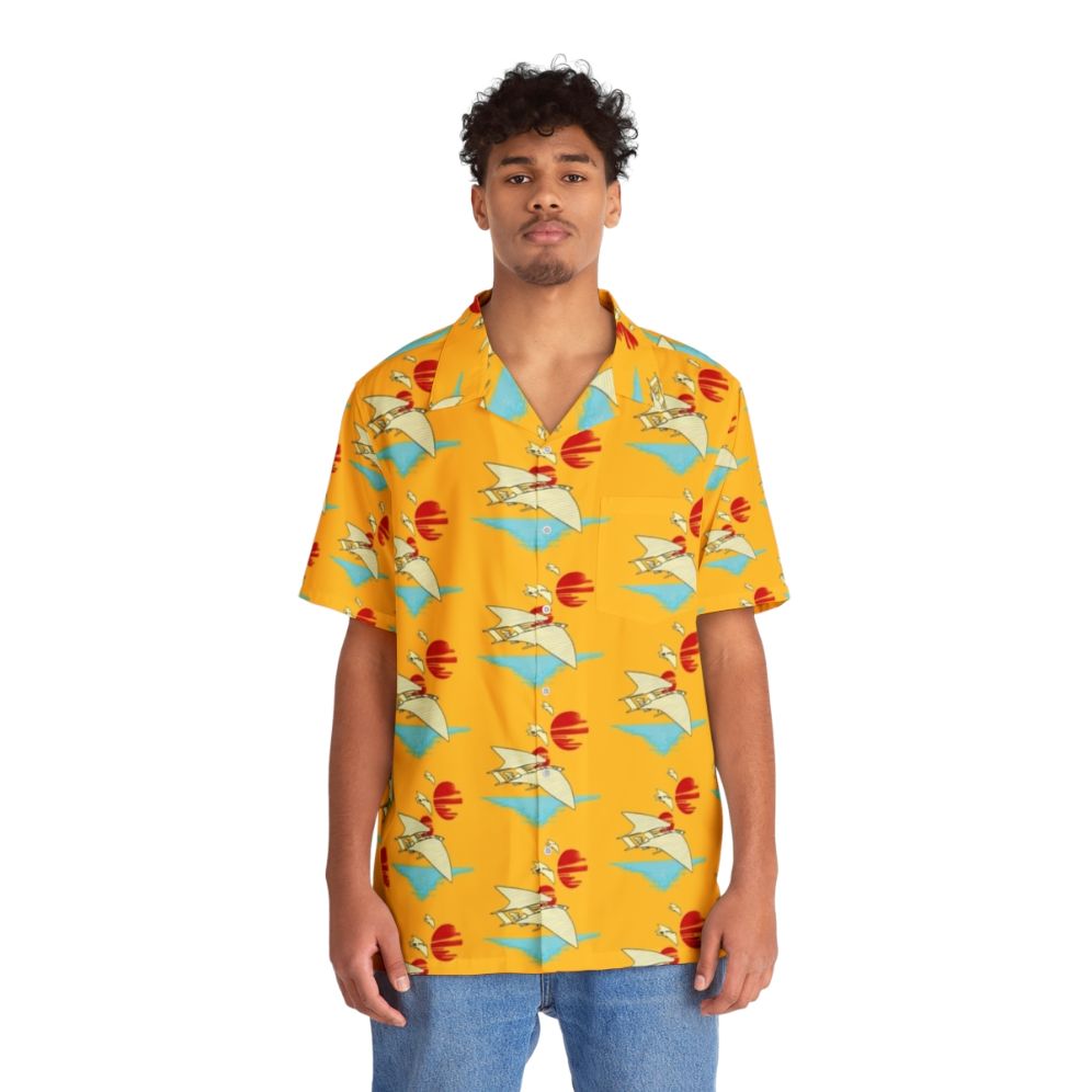 Tropical Hawaiian Shirt with Star Wars Lando Calrissian and Millennium Falcon Design - People Front