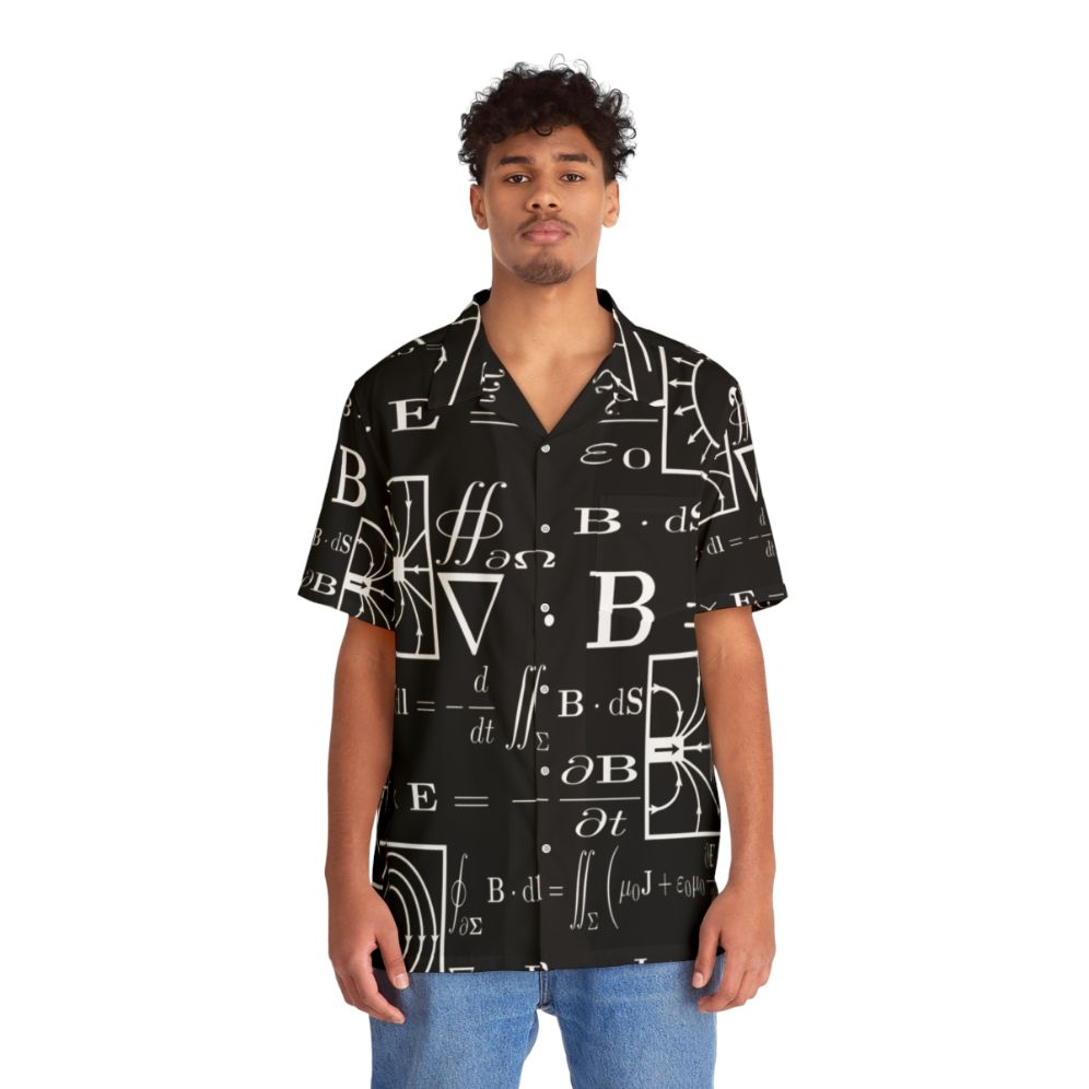 Maxwell's Equations Hawaiian Shirt with Physics and Electromagnetism Design - People Front