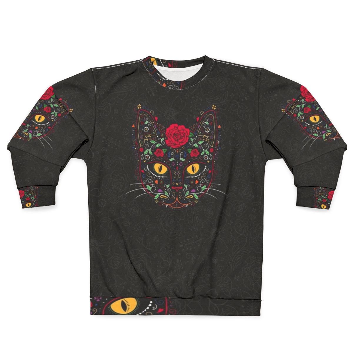 Day of the Dead Kitty Cat Sugar Skull Sweatshirt