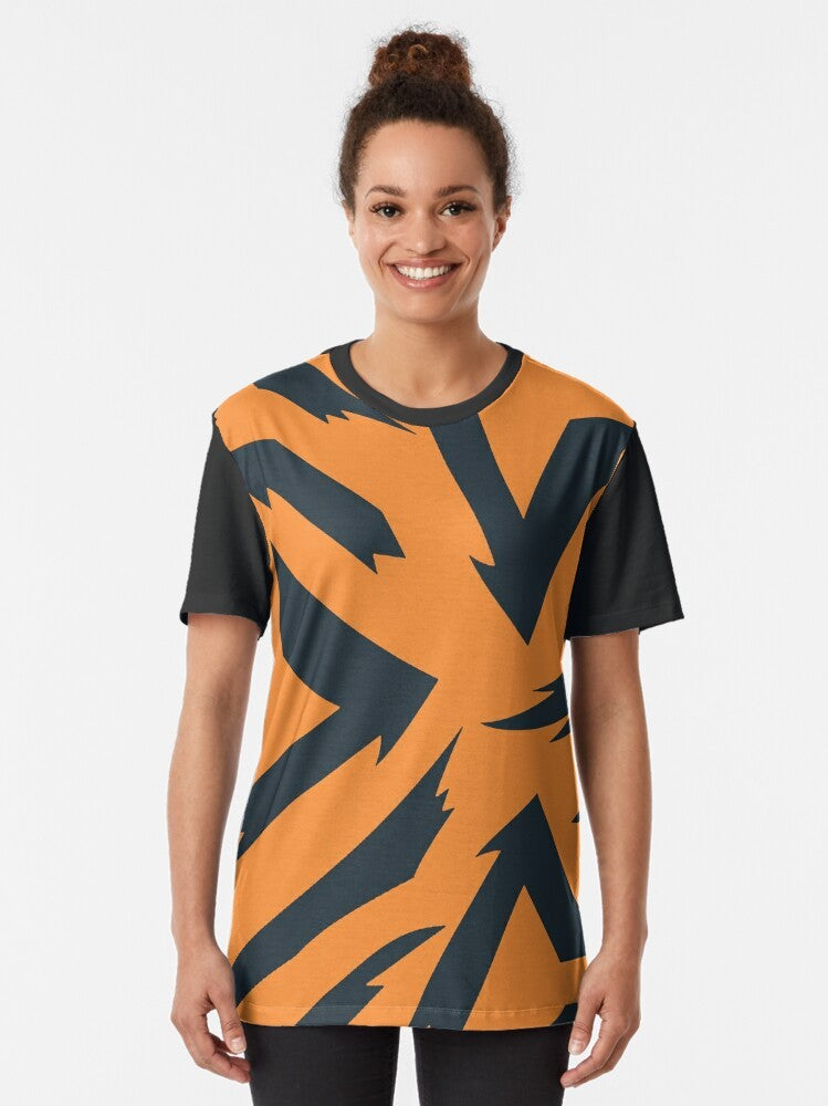 Arcanine fire pattern graphic t-shirt with tribal stripes - Women