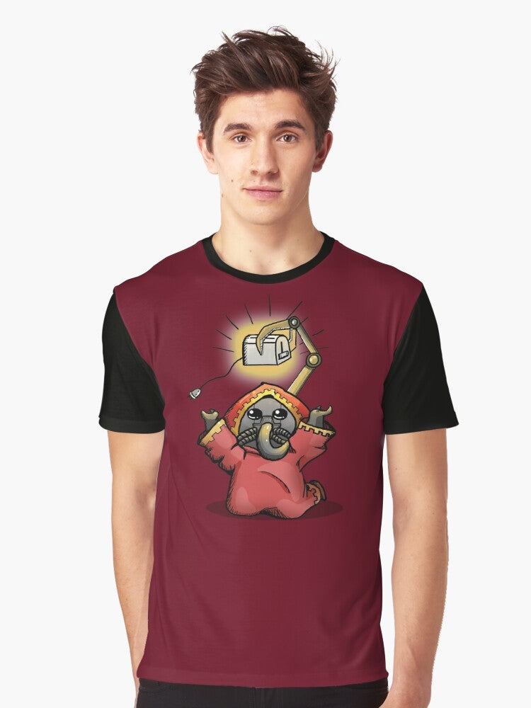 Toaster Priest graphic t-shirt featuring a cute and quirky design inspired by the Adeptus Mechanicus faction of Warhammer 40k. - Men