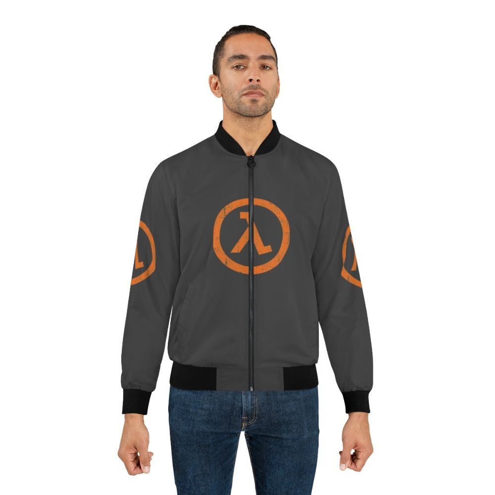 Half Life Lambda Symbol Gaming Bomber Jacket with Gordon Freeman design - Lifestyle