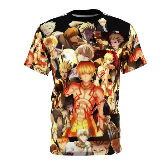 Gilgamesh inspired anime t-shirt featuring Fate series characters and graphics