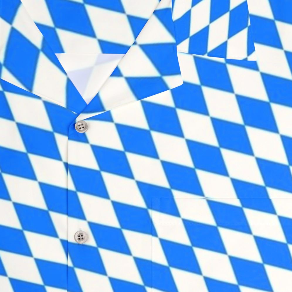 Bavarian blue and white diamond flag pattern hawaiian shirt - Detail