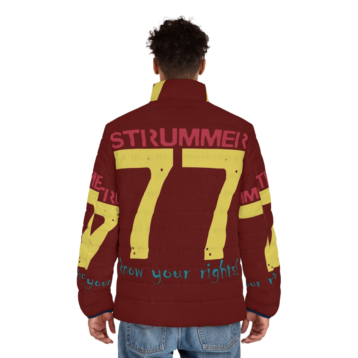 Strummer 77 Puffer Jacket featuring Joe Strummer of The Clash - men back