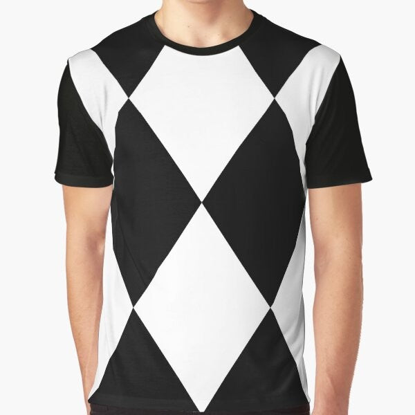 Harlequin graphic pattern black and white t-shirt