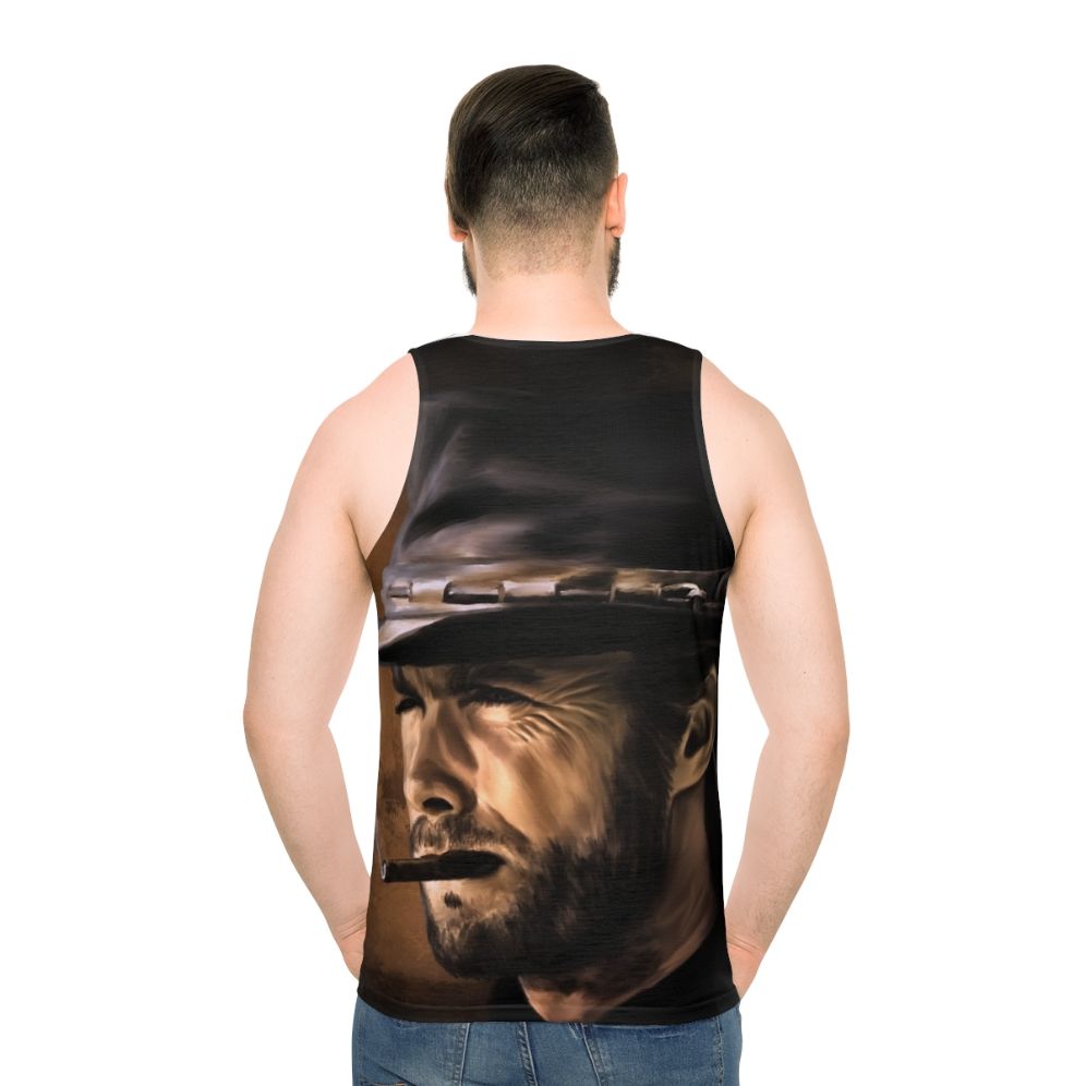 Cowboy unisex tank top with vintage western design - men back