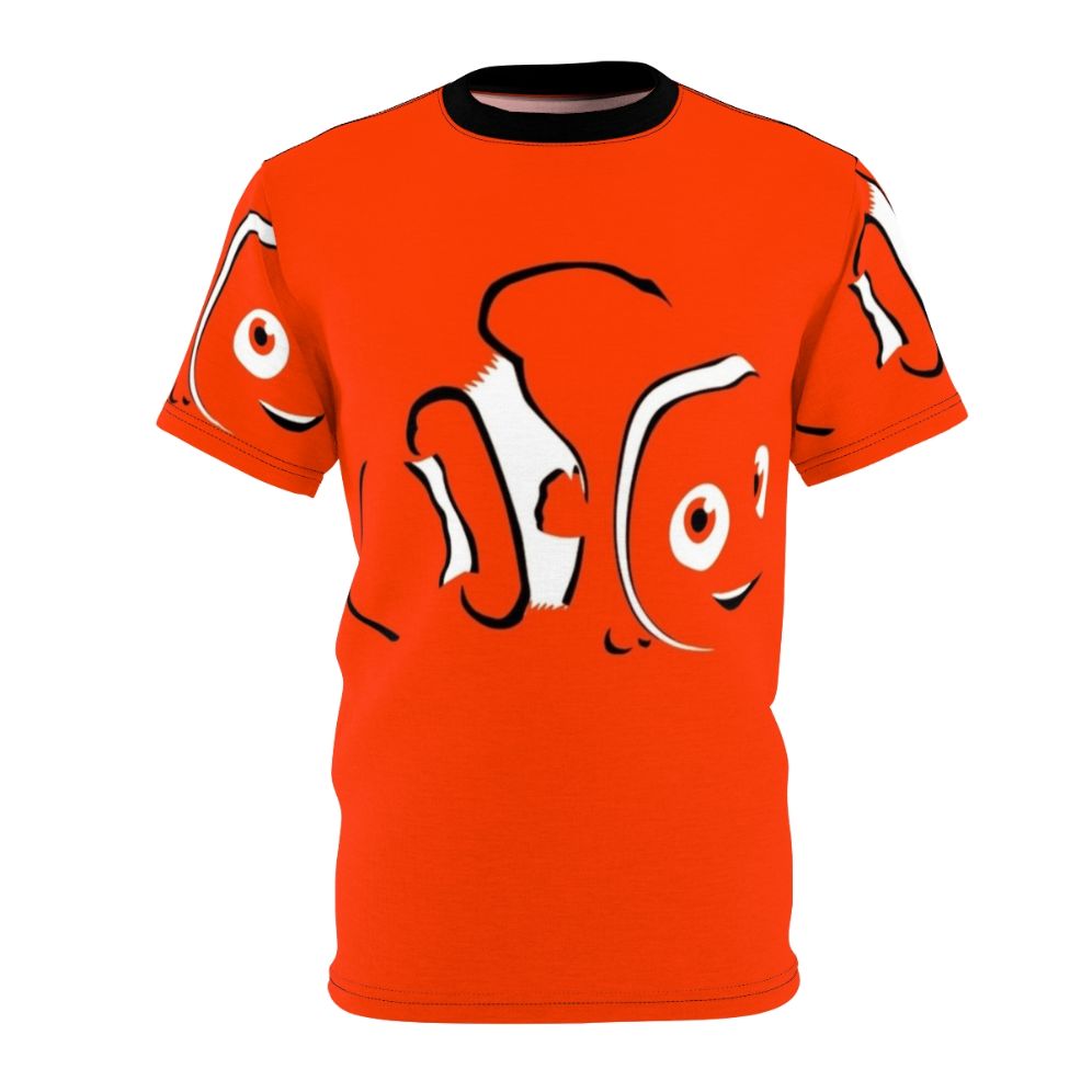 Nemo and Dory from the Finding Nemo/Finding Dory movies printed on an all-over-print t-shirt