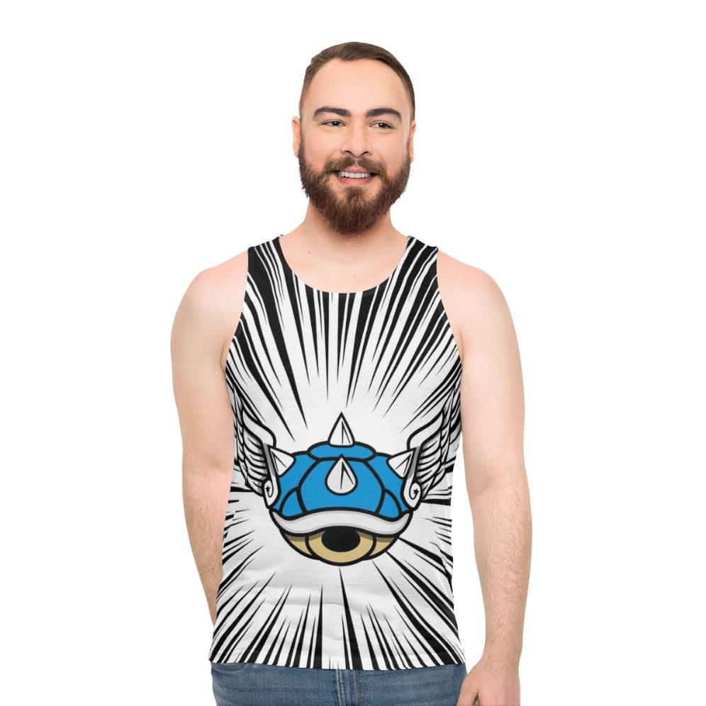 Retro gaming blue tank top with Mario Kart design - men