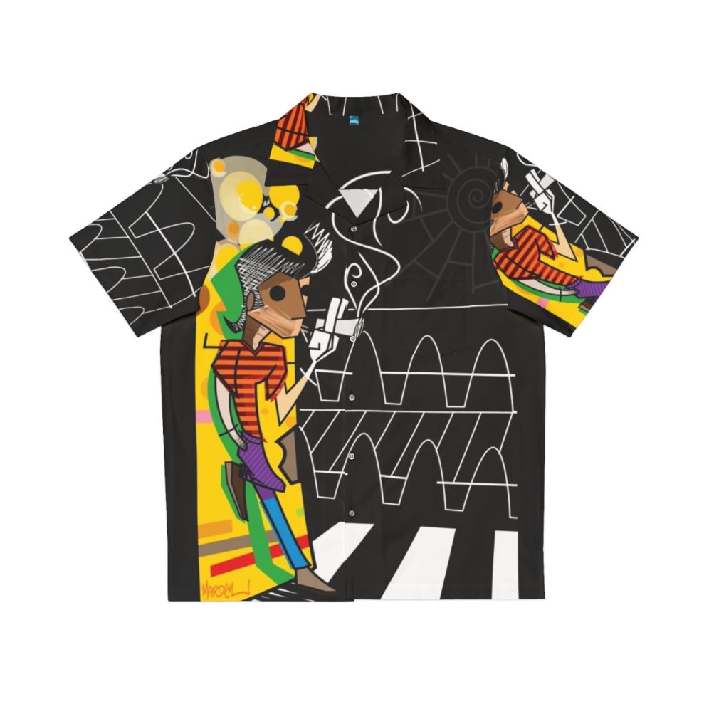 Colorful Hawaiian shirt with Trickster pop art design