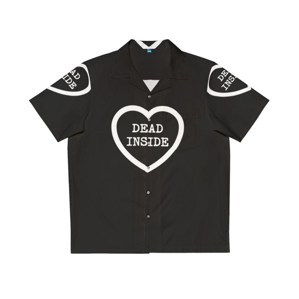 Dark Gothic Hawaiian Shirt with Heart Design