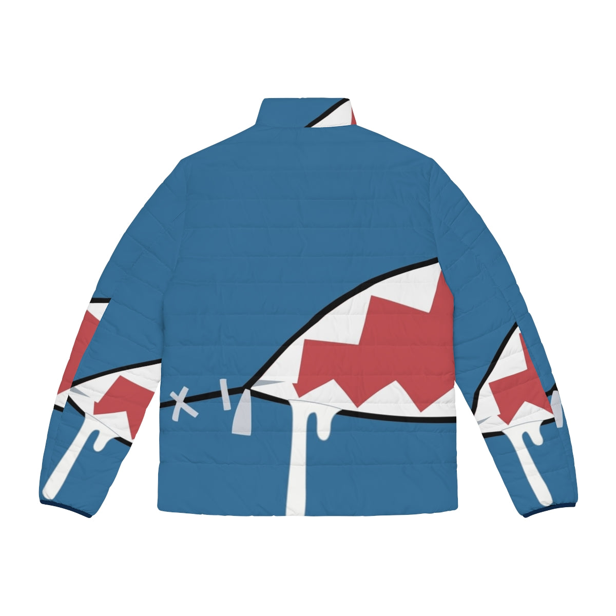 Gawr Gura shark mouth puffer jacket with cute anime design - Back