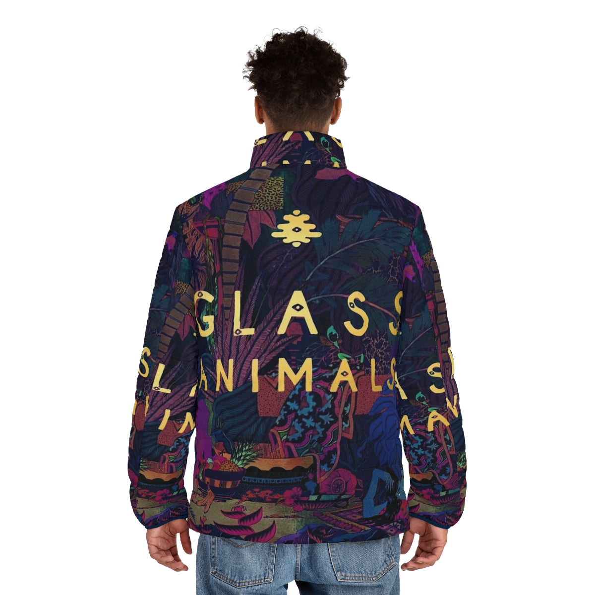 Glass Animals Puffer Jacket with Indie Band Graphic - men back