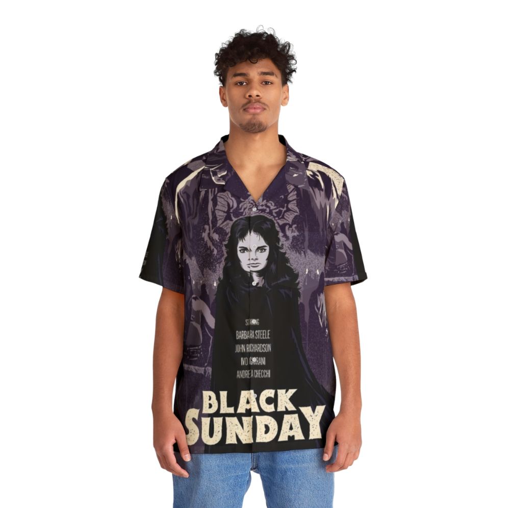 Black Sunday Hawaiian Shirt featuring horror movie elements - People Front