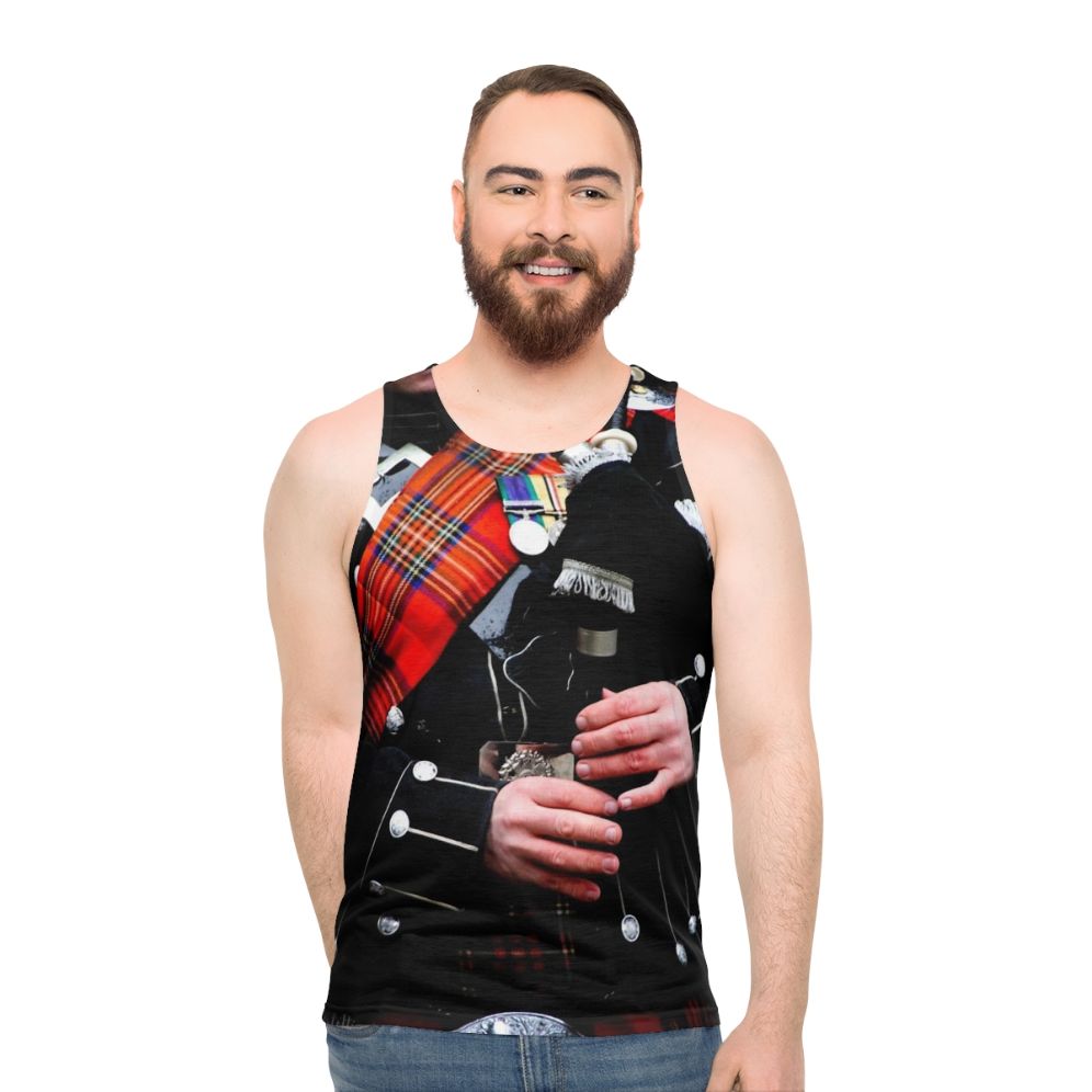 Unisex tank top with a bagpipe design - men