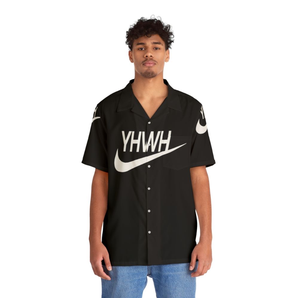 YHWH Sports Logo Christian Hawaiian Shirt - People Front