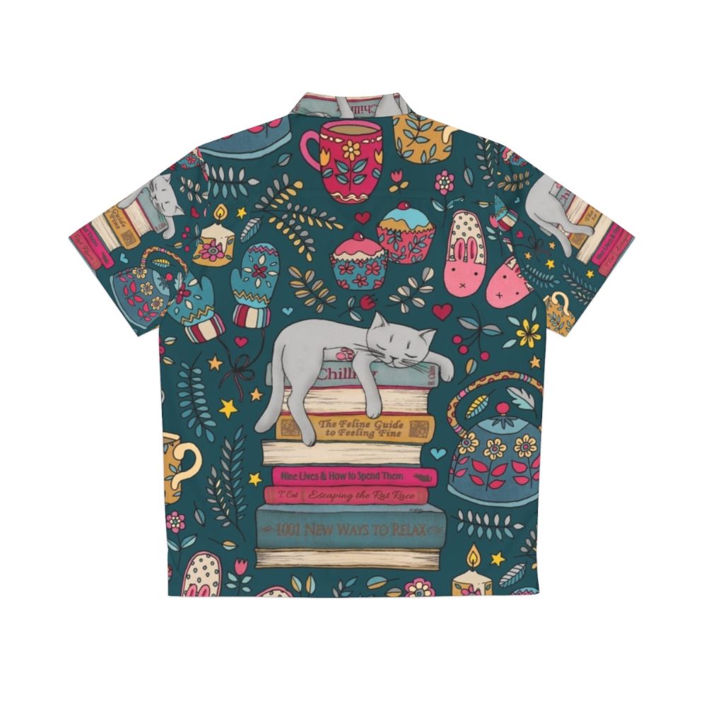 Cozy cat print hawaiian shirt - Back