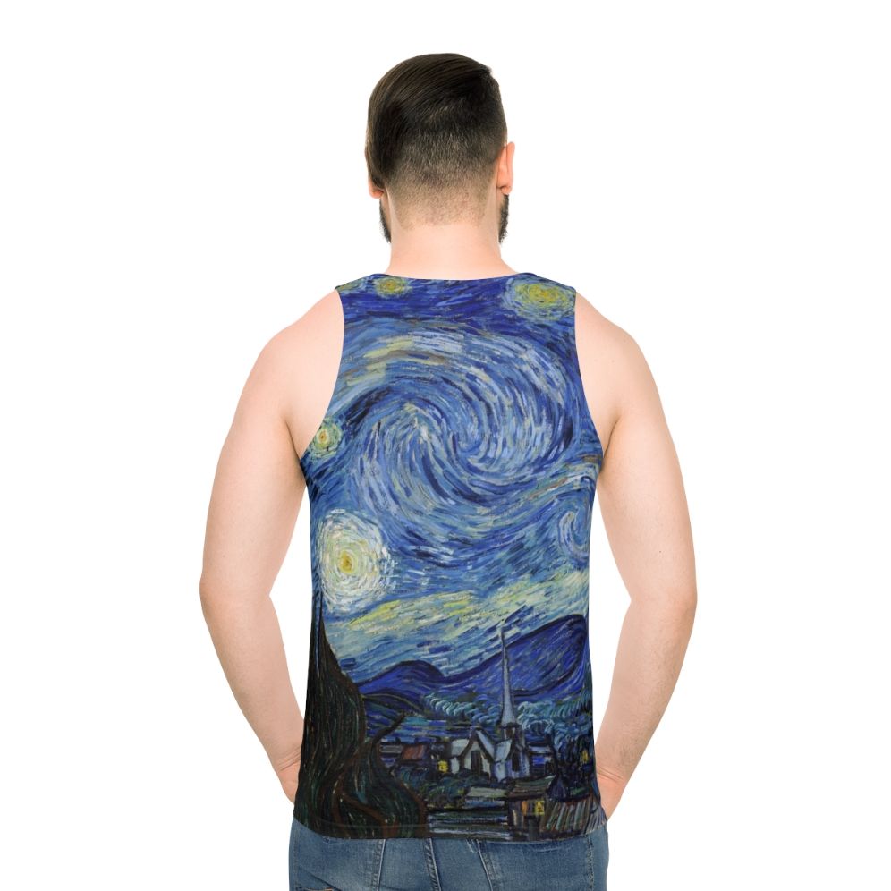 Starry Night Van Gogh Unisex Tank Top - men back