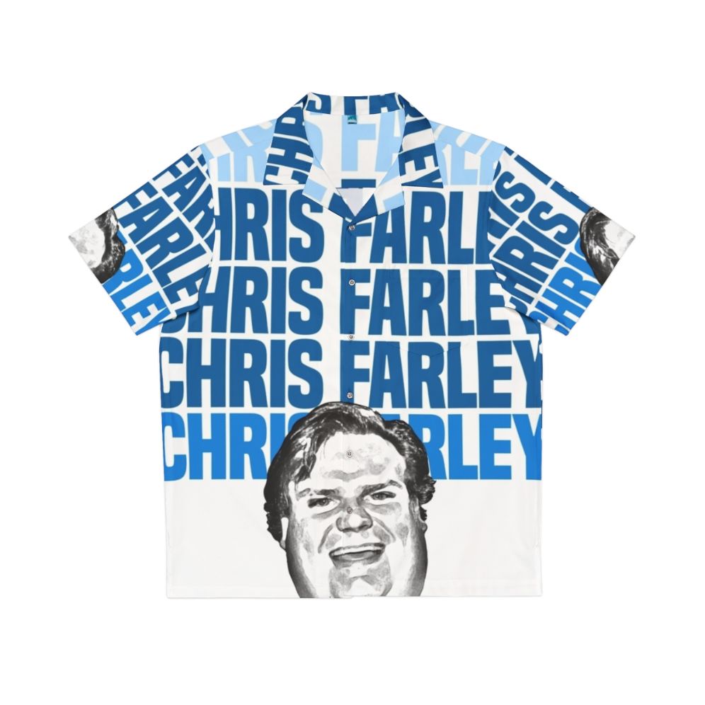 Chris Farley nostalgia Hawaiian shirt with happy face graphic