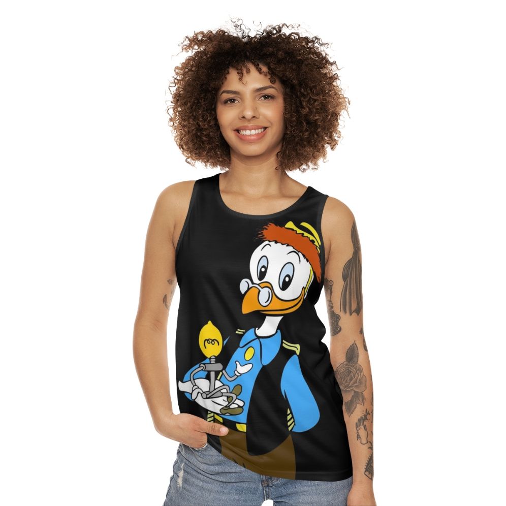 Unisex tank top for inventors and masterminds, featuring Gyro Gearloose - women