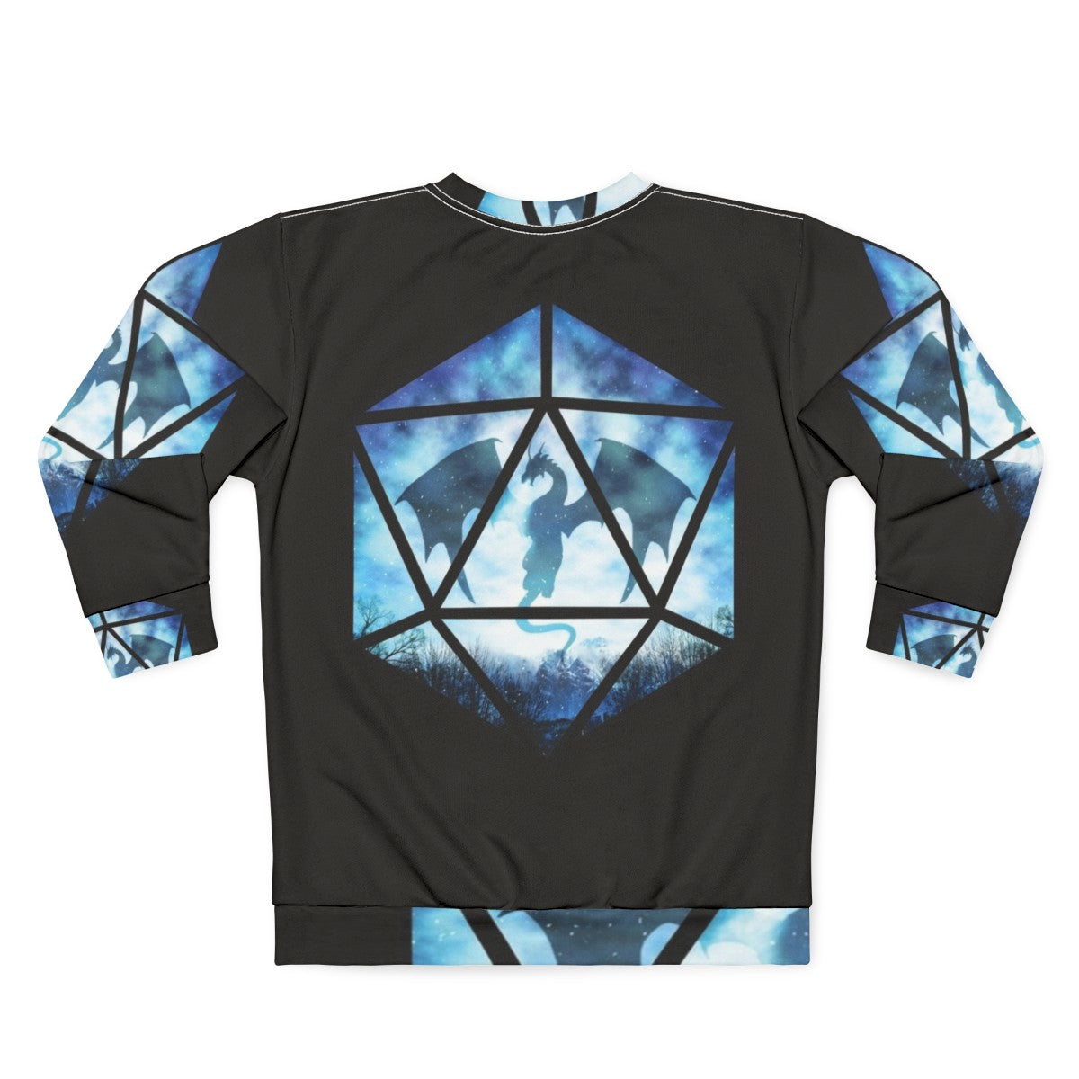 Blue Sky Ice Dragon D20 Sweatshirt - Fantasy RPG Apparel - Back