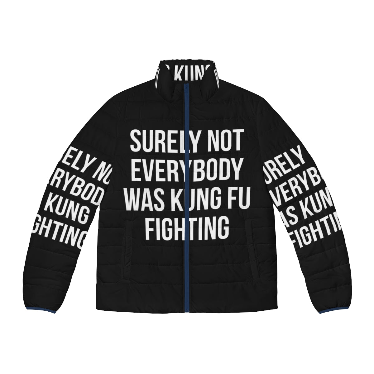 Kung Fu Fighting Puffer Jacket, a funny and humorous winter apparel item