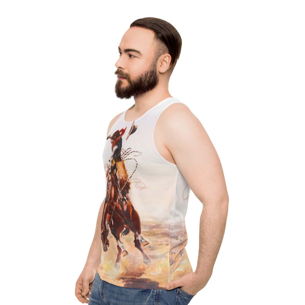 Wild West Series Retro Cowboy Unisex Tank Top - men side