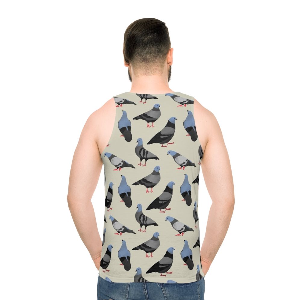 Colorful pigeon pattern unisex tank top - men back