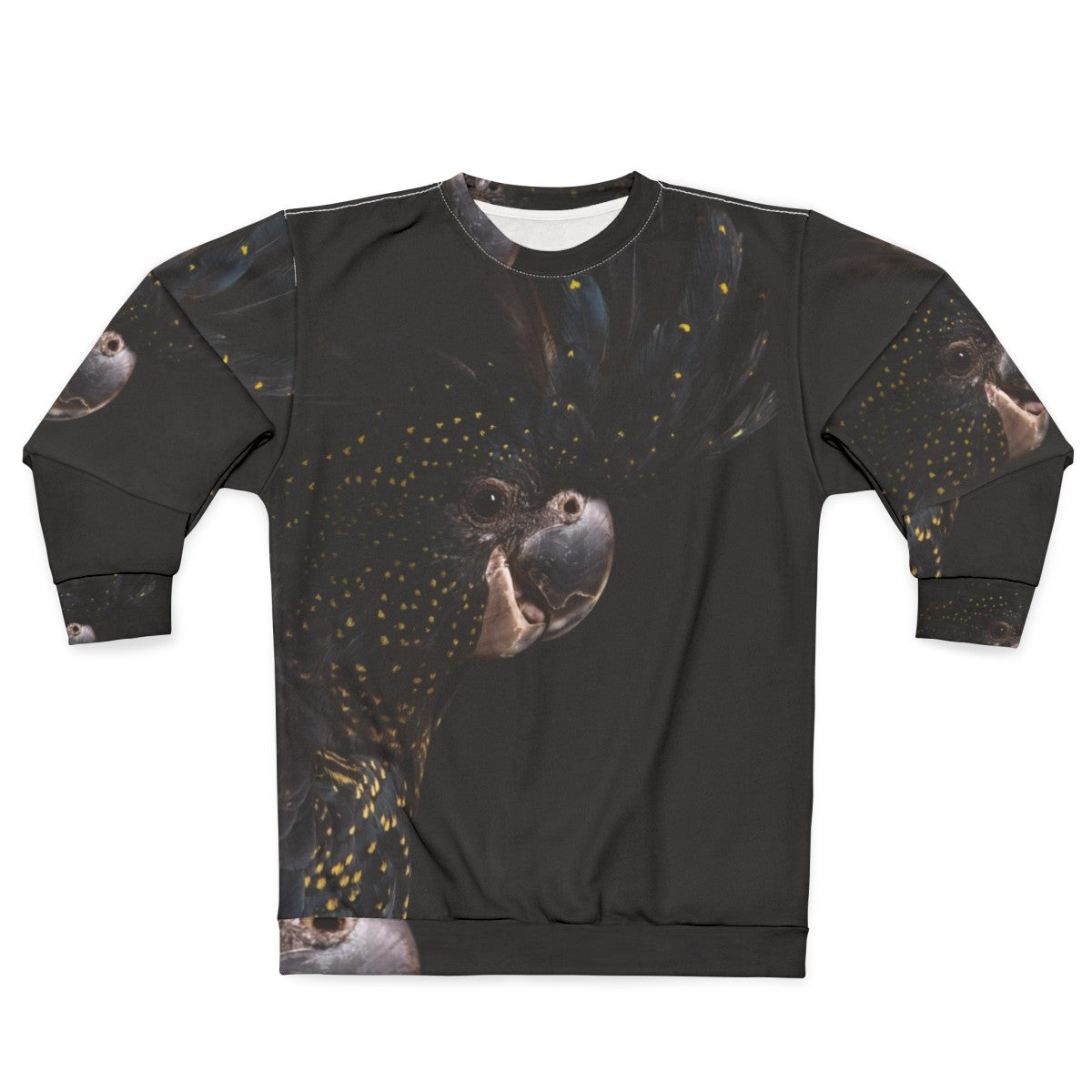 Red tailed black cockatoo bird on a sweatshirt