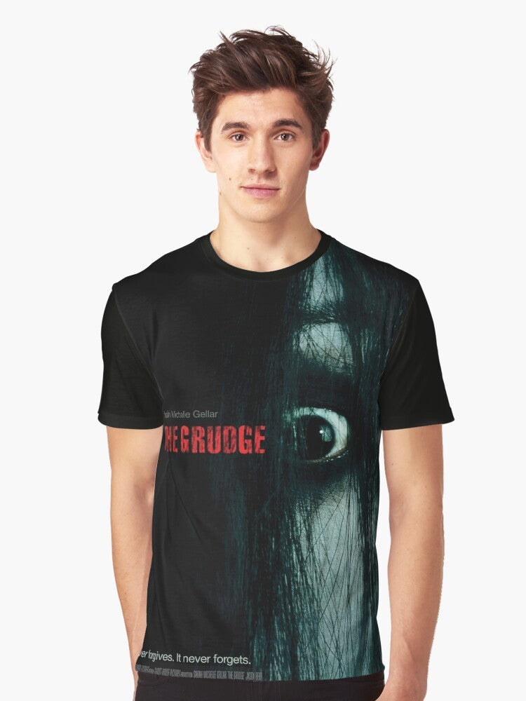 "The Grudge Movie Graphic T-Shirt - Horror themed apparel featuring a spooky ghost design" - Men