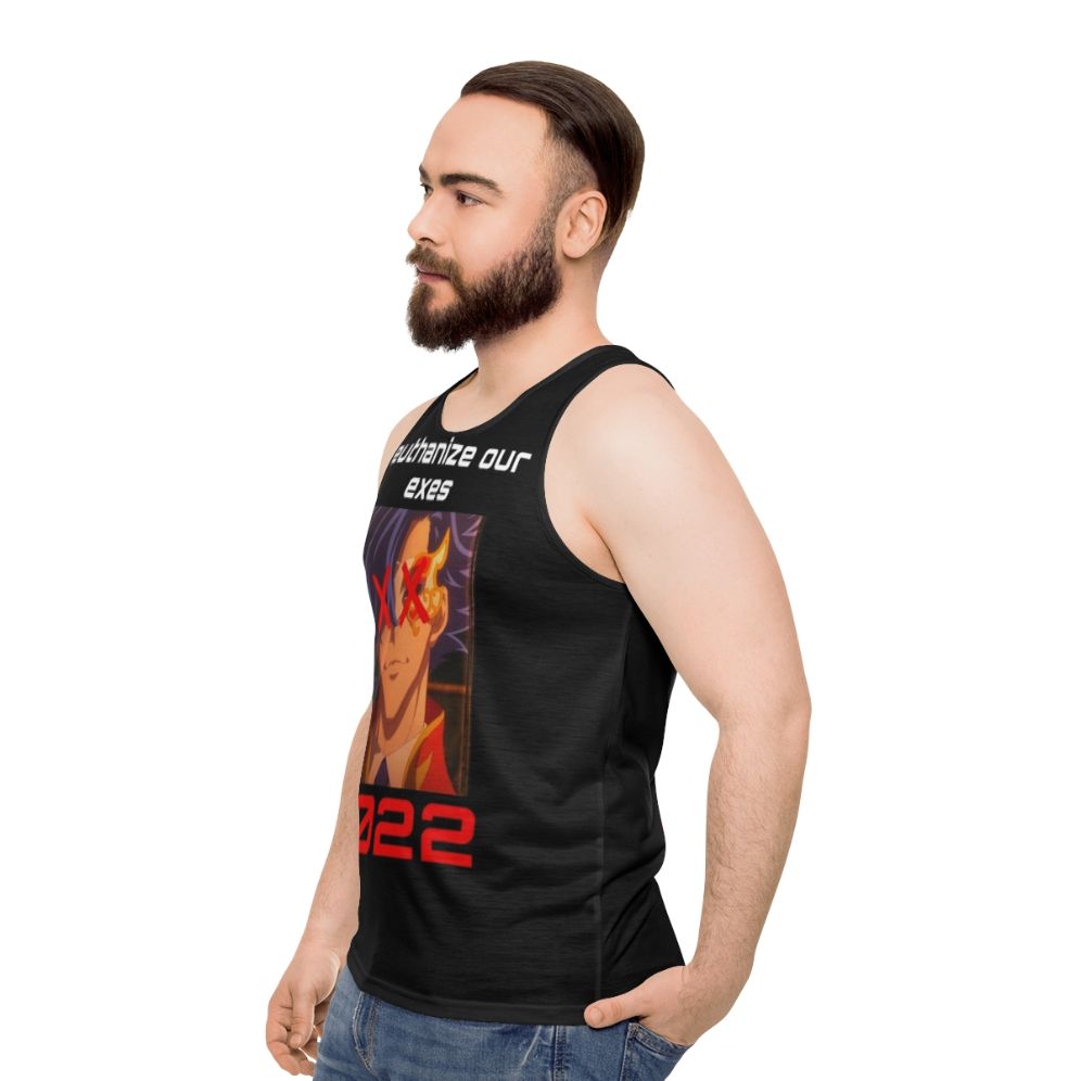 Anime-inspired unisex tank top with a skate-inspired graphic design - men side