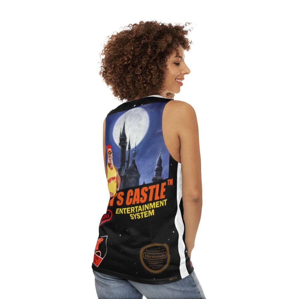 Unisex tank top with Hogans Castle and Beeg Beeg Yoshi design - women back