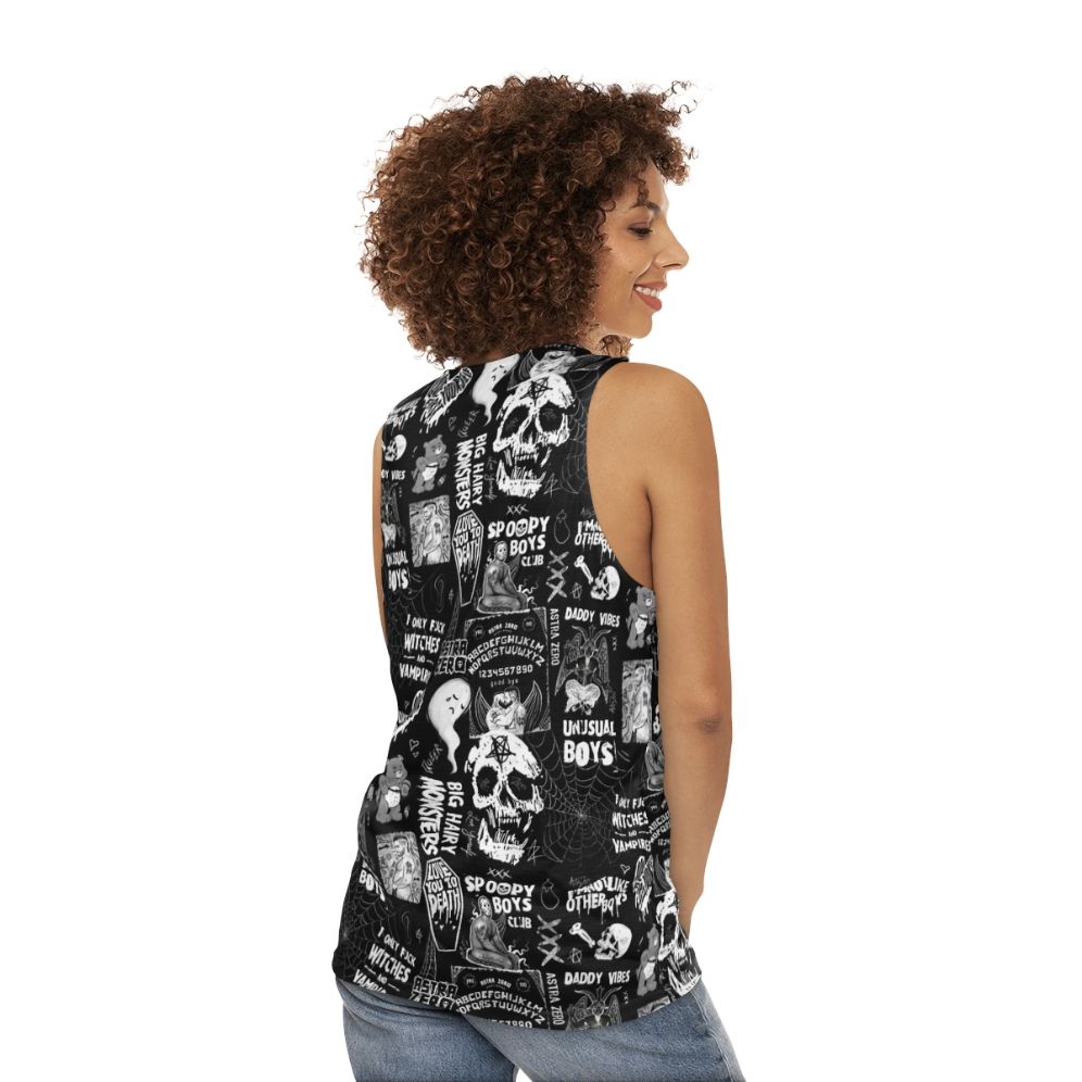 Unisex goth punk tank top with LGBTQ pride design - women back