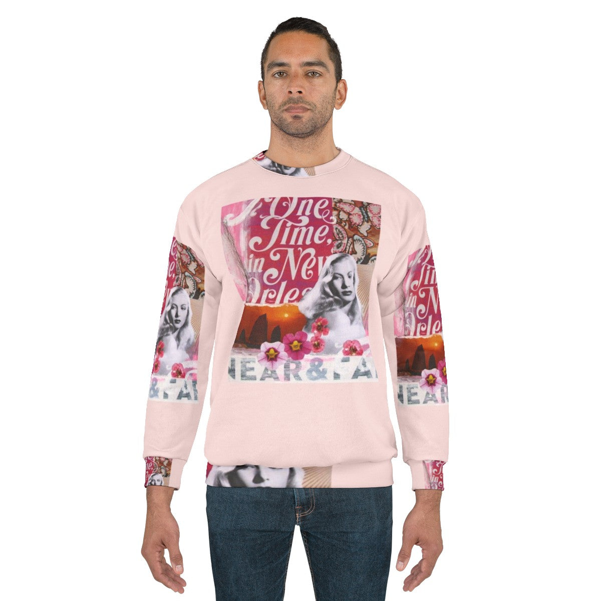 Veronica Lake Collage Sweatshirt featuring vintage paper art of the classic Hollywood actress - men