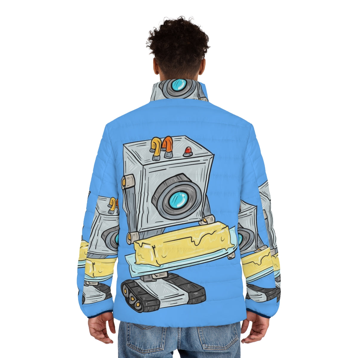 Butter Robot Puffer Jacket featuring a unique technology-inspired design - men back