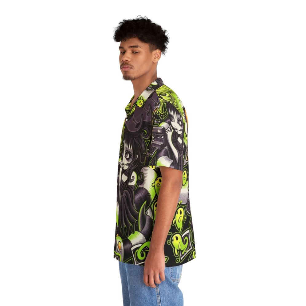 Strange and Unusual Gothic Hawaiian Shirt with Spooky Motifs - People Left