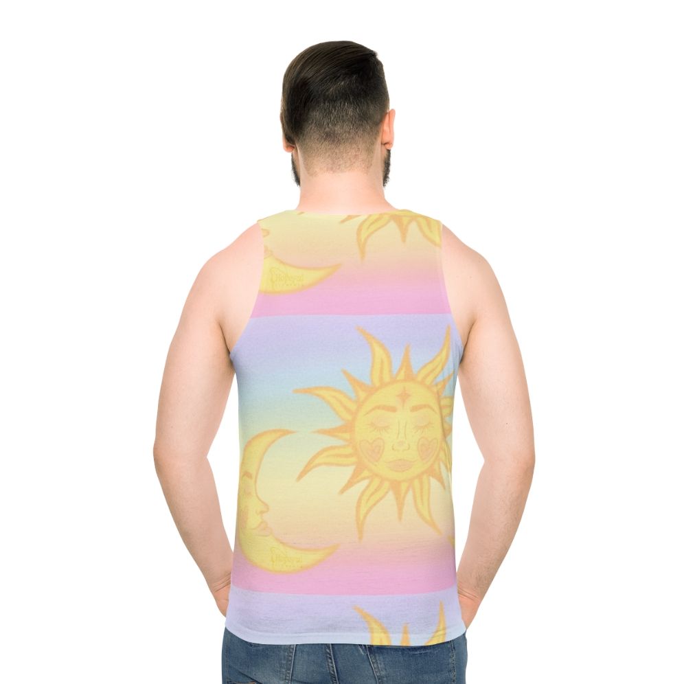 Hippie sun and moons unisex tank top - men back