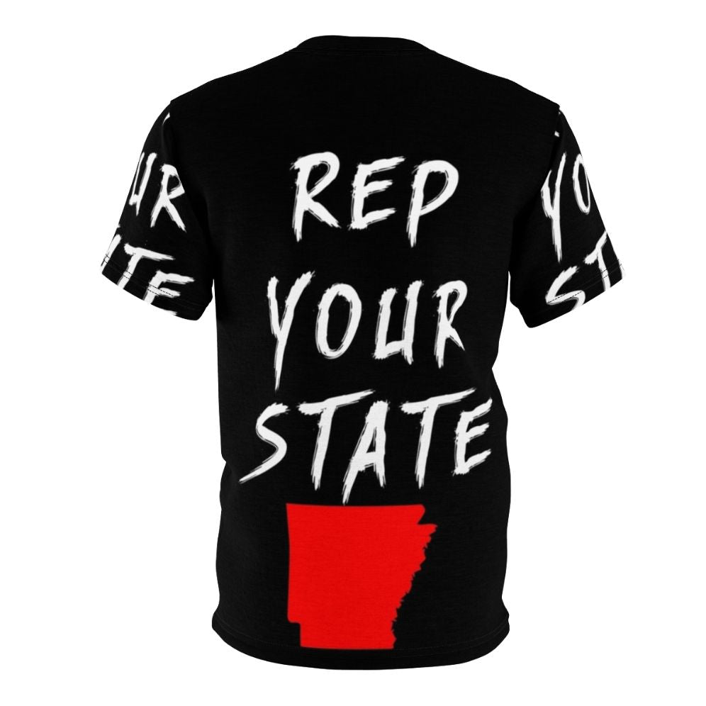 A high-quality t-shirt design featuring the Arkansas state flag - Back