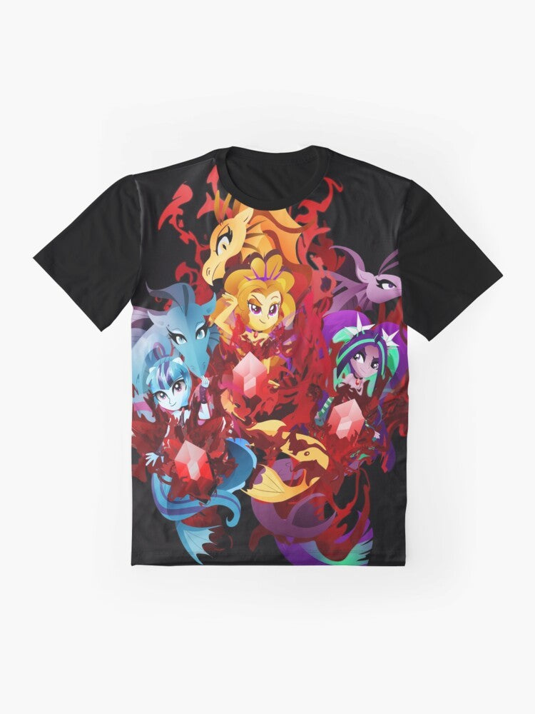 The Dazzlings Equestria Girls Graphic T-Shirt featuring Adagio Dazzle, Aria Blaze, and Sonata Dusk - Flat lay